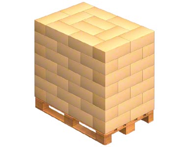 Carga de un pallet con cajas entrelazadas
