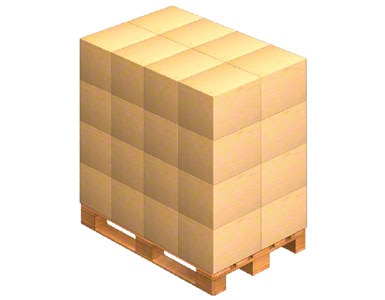 Carga de un pallet con cajas apiladas.