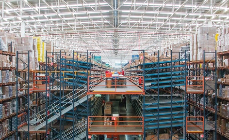 Mecalux ha suministrado e instalado una bodega cuyo núcleo central son dos torres de picking de tres plantas donde preparar los pedidos Mecalux ha suministrado e instalado una bodega cuyo núcleo central son dos torres de picking de tres plantas donde preparar los pedidos