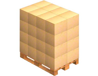 Un pallet sobre el que se colocan las cajas de embalaje que envía el proveedor. Este también puede enviar la mercadería ya paletizada (sobre un pallet).