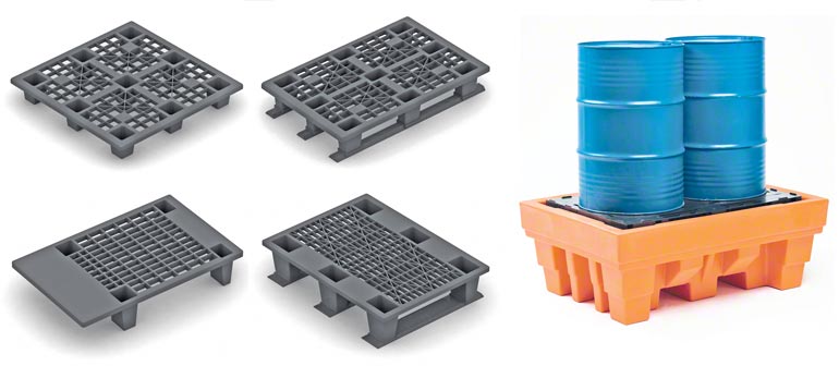 Diferentes modelos constructivos de pallets de plástico
