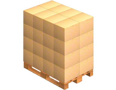Un pallet sobre el que se colocan las cajas de embalaje que envía el proveedor. Este también puede enviar la mercadería ya paletizada (sobre un pallet).
